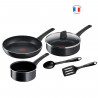 Tefal C2789602 Batterie de cuisine 6 pieces, Casserole, Poele, Sauteuse + couv verre, Induction, Antiadhésif, Fabriqué en France