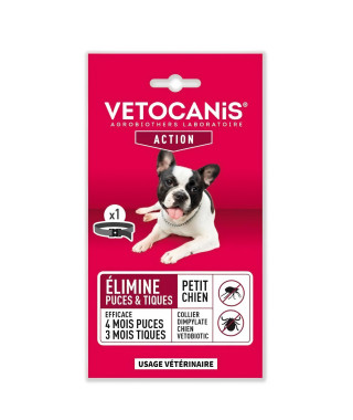 VETOCANIS Collier anti-puces et anti-tiques pour petit chien jusqu'a 10 kg - 4 mois de protection