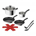 TEFAL B818S804 Delicious Batterie de cuisine inox 8 pieces Casserole, Faitout, 2 Poeles, Louche, Ecumoire, Feutrine protege-p…