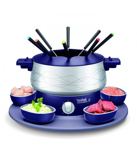 TEFAL Appareil a fondue, Jusqu'a 10 personnes, Plateau rotatif avec ramequin, Revetement antiadhésif, Simply Invents EF351412