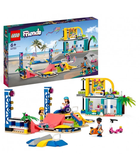 LEGO Friends 41751 Le Skatepark, Jouet de Skateboard, avec Mini-Poupée et Scooter