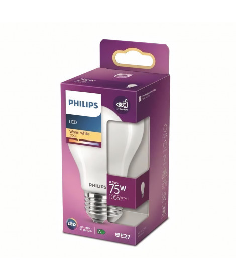 Philips Ampoule LED Equivalent 75W E27 Blanc chaud Non Dimmable