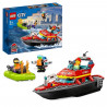 LEGO City 60373 Le Bateau de Sauvetage des Pompiers, Jouet Flottant, Jetpack et Minifigurines