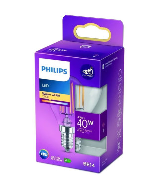 PHILIPS LED Classic 40W Sphérique E14 Blanc Chaud Non Dimmable