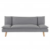 Banquette convertible clic-clac 3 places - Tissu gris et pieds en bois - L 181 x P 90 x H 74 cm - TINA