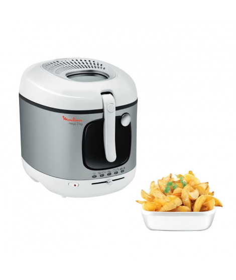 MOULINEX Friteuse électrique, Cuve antiadhésive 3,3 L, 2 kg de frites, Thermostat réglable, Hublot de control, Mega AM480070