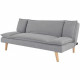 Banquette convertible clic-clac 3 places - Tissu gris et pieds en bois - L 181 x P 90 x H 74 cm - TINA