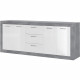 STONE Buffet  4 portes 3 tiroirs - Décor béton et blanc - L 206 x P 45 x H 83,4 cm