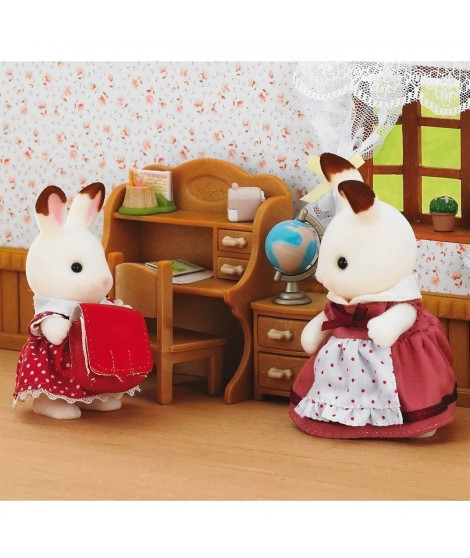 SYLVANIAN FAMILIES 5016 Soeur lapin chocolat et bureau - Le village