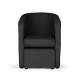 NUNO Fauteuil cabriolet + pouf en simili noir - L 59 x P 63 x H 77 cm