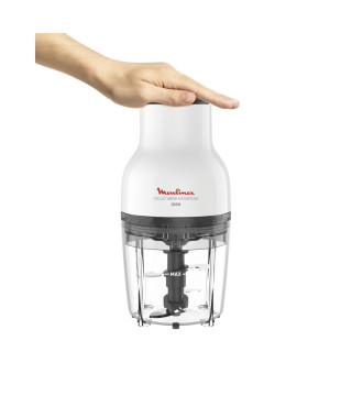 MOULINEX Hachoir électrique, Fonctions 3-en-1, Emince, Hache, Mise, 4 lames, 400 ml, Pression simple, Moulinette Essential DJ…