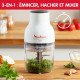 MOULINEX Hachoir électrique, Fonctions 3-en-1, Emince, Hache, Mise, 4 lames, 400 ml, Pression simple, Moulinette Essential DJ…