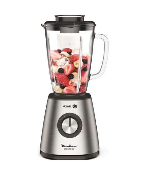 MOULINEX Blender mixeur, Puissance 800 W, Lames inox, 5 vitesses, Bol verre thermique 1,75 L, Smoothies, Milkshake LM439D10