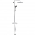 GROHE Colonne de douche mitigeur thermostatique Vitalio Joy 260, tete de douche 260mm, douchette 3 jets, chromé, 26403002