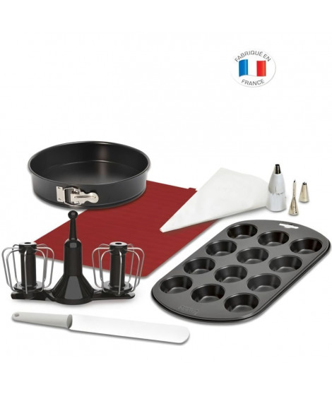 MOULINEX XF389010 Kit pâtisserie Companion, Fouet double rotation, Moule manque, Muffin, Poche a douilles, Tapis et spatule s…