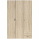 Armoire VARIA - Décor chene - 3 portes battantes + 2 tiroirs - L 120 x H 185 x P 51 cm - PARISOT