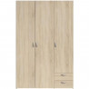 Armoire VARIA - Décor chene - 3 portes battantes + 2 tiroirs - L 120 x H 185 x P 51 cm - PARISOT