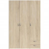 Armoire VARIA - Décor chene - 3 portes battantes + 2 tiroirs - L 120 x H 185 x P 51 cm - PARISOT