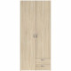 Armoire VARIA - Décor chene - 2 portes battantes + 2 tiroirs - L 81 x H 185 x P 51 cm - PARISOT