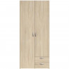 Armoire VARIA - Décor chene - 2 portes battantes + 2 tiroirs - L 81 x H 185 x P 51 cm - PARISOT