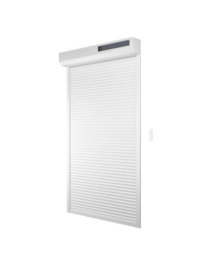 Volet roulant solaire H220 x L120 cm en PVC recoupable en largeur et hauteur  - Coloris blanc