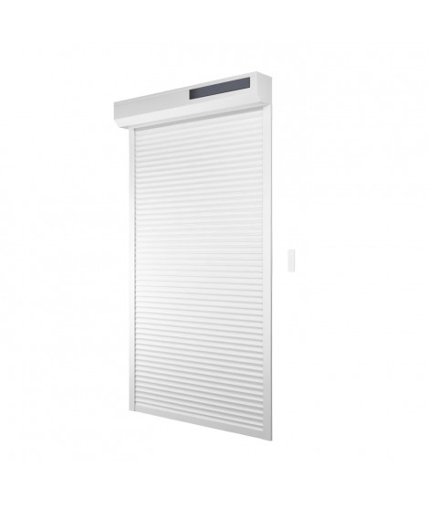 Volet roulant solaire H220 x L120 cm en PVC recoupable en largeur et hauteur  - Coloris blanc