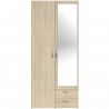 Armoire VARIA - Décor chene - 2 portes battantes + miroir + 2 tiroirs - L 81 x H 185 x P 51 cm - PARISOT