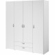 Armoire VARIA - Décor blanc - 4 portes battantes + 2 tiroirs - L 160 x H 185 x P 51 cm - PARISOT