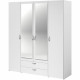 Armoire VARIA - Décor blanc - 4 portes battantes + 2 miroirs + 2 tiroirs - L 160 x H 185 x P 51 cm - PARISOT