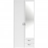 Armoire VARIA - Décor blanc - 2 portes battantes + 1 miroir + 2 tiroirs - L 81 x H 185 x P 51 cm - PARISOT