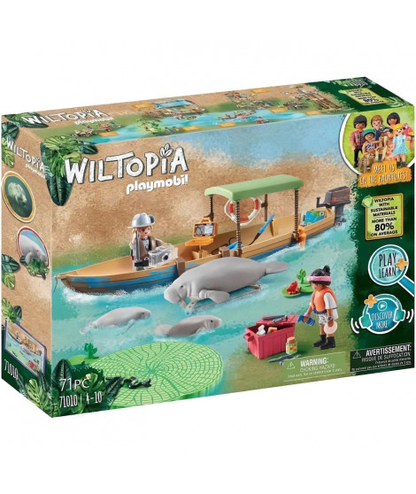 PLAYMOBIL - 71010 - Wiltopia - Pirogue et lamantins -  Plus de 80% de matériaux recyclés ou biosourcés