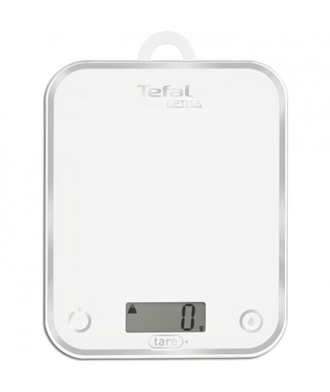 TEFAL - BC5000V1 Balance de Cuisine Optiss 5kg/1g Fonction Tare Conversion Liquide Ecran LCD Blanc
