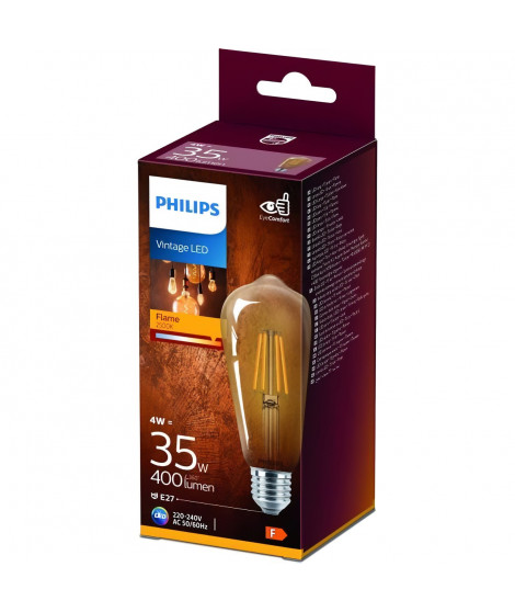 PHILIPS LED Classic Standard Edison Mini Vintage Filament 35W E27 Claire Ambrée Blanc Chaud