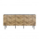 Buffet - Décor noyer et noir - pied en métal noir - 3 portes - HARTLEY - L 160 x P 43 x H 60 cm