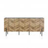 Buffet - Décor noyer et noir - pied en métal noir - 3 portes - HARTLEY - L 160 x P 43 x H 60 cm