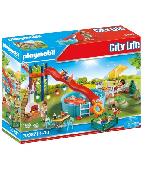 PLAYMOBIL - 70987 - City Life - Espace Détente avec Piscine - 159 pieces - Rouge - Mixte