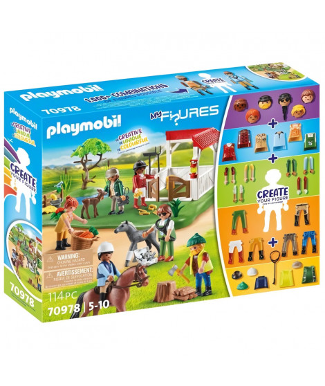 PLAYMOBIL - 70978 - My Figures: Ranch équestre - Figures - Combine tes personnages Animaux & Nature