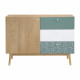 Buffet - Chene et vert - Style scandinave - 1 porte - GARDENIA - L 110 x P 45 x H 80 cm
