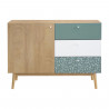 Buffet - Chene et vert - Style scandinave - 1 porte - GARDENIA - L 110 x P 45 x H 80 cm