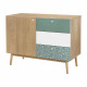 Buffet - Chene et vert - Style scandinave - 1 porte - GARDENIA - L 110 x P 45 x H 80 cm