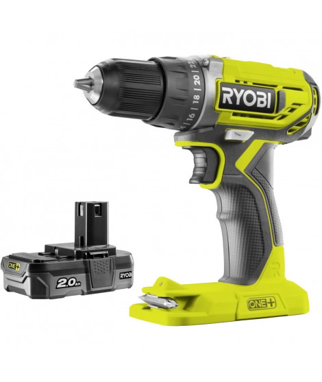 RYOBI Perceuse visseuse compacte 18 volts ONE+ et 2 batteries 2,0Ah - R18DD2-220S