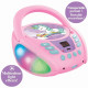 Lecteur CD Portable Bluetooth Licorne - LEXIBOOK - Effets Lumineux - USB - Enfant - Violet - Rose