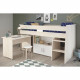 Lit combiné enfant Parisot ZOLA 90x200 cm - 2 portes - Avec bureau - Décor acacia clair et blanc