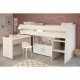 Lit combiné enfant Parisot ZOLA 90x200 cm - 2 portes - Avec bureau - Décor acacia clair et blanc