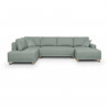 Canapé d'angle panoramique convertible JAKOB - 7 places - Bleu gris - Scandinave - L318 x H78 x P194 cm