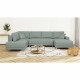 Canapé d'angle panoramique convertible JAKOB - 7 places - Bleu gris - Scandinave - L318 x H78 x P194 cm