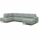 Canapé d'angle panoramique convertible JAKOB - 7 places - Bleu gris - Scandinave - L318 x H78 x P194 cm