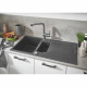 GROHE Evier de cuisine composite avec égouttoir K500, 1000 x 500 mm, 2 bacs, vidage pratique, siphon et bonde inclus, noir, 3…