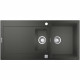 GROHE Evier de cuisine composite avec égouttoir K500, 1000 x 500 mm, 2 bacs, vidage pratique, siphon et bonde inclus, noir, 3…