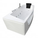 Baignoire Balnéo - Pack Luxe - 185x90x68cm - Appuie-tete - Systeme Air Bubble - LED - Cascade d'eau